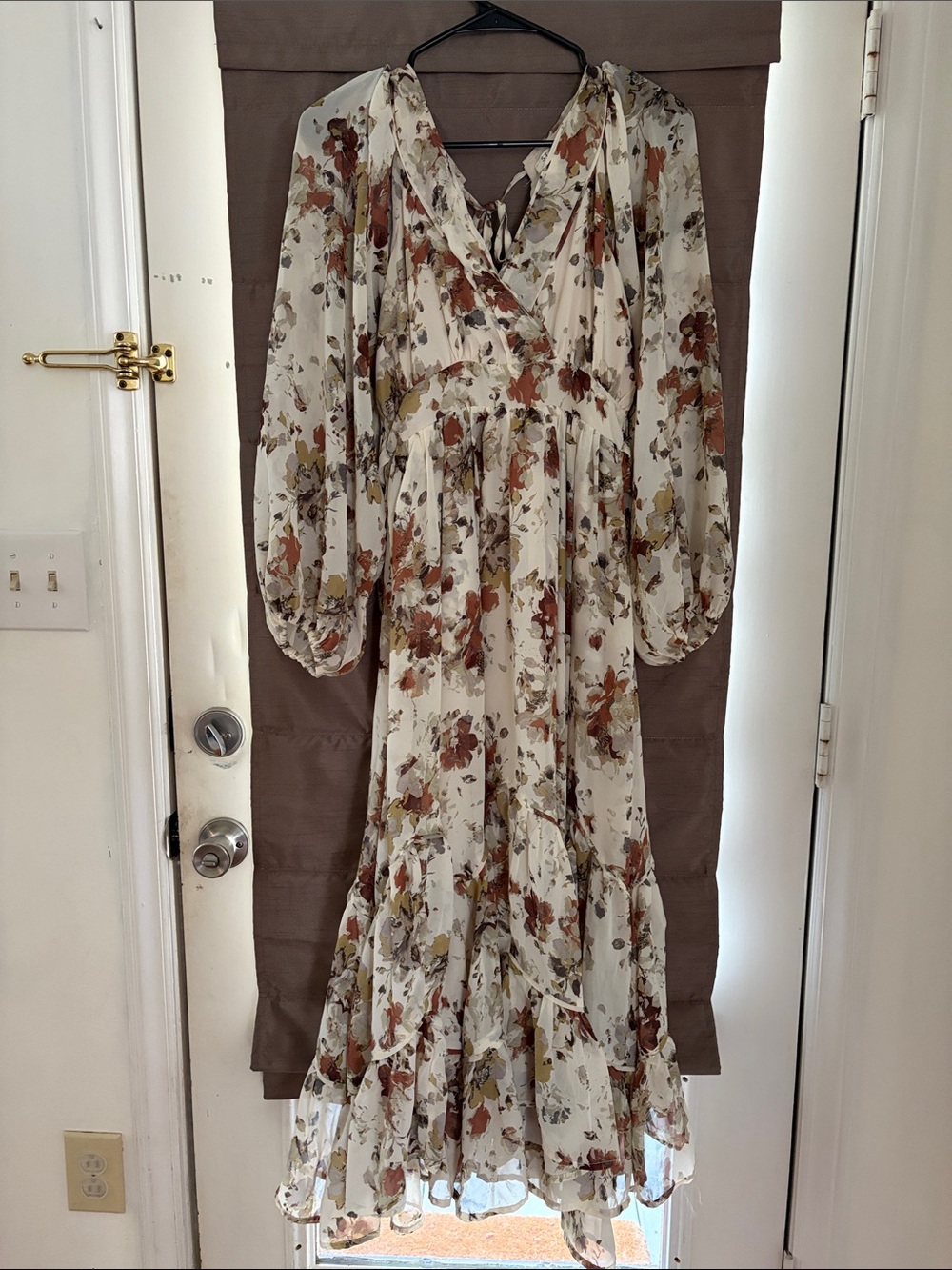 Storia Cream Maxi Dress with Rust Floral Print